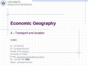 Economic Geography 4 Transport and location 121 EC