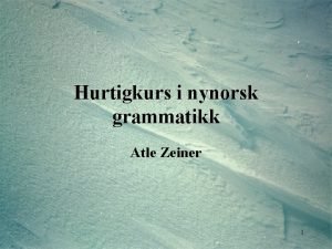 Hurtigkurs i nynorsk grammatikk Atle Zeiner 1 Bying