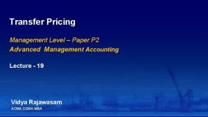Transfer pricing example