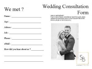 Wedding consultation form