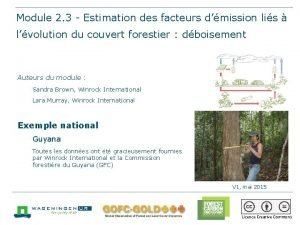 Module 2 3 Estimation des facteurs dmission lis