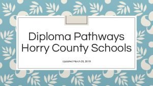 Diploma Pathways Horry County Schools Updated March 25