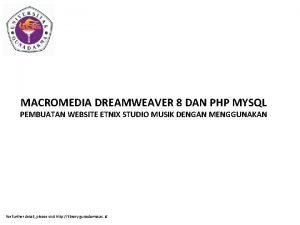 MACROMEDIA DREAMWEAVER 8 DAN PHP MYSQL PEMBUATAN WEBSITE