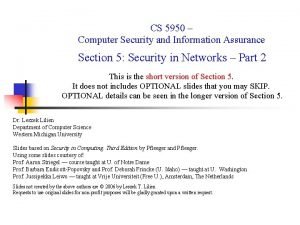 CS 5950 Computer Security and Information Assurance Section