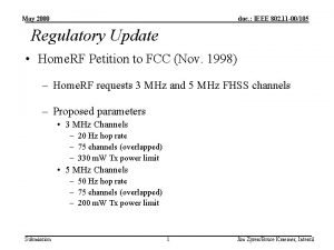 May 2000 doc IEEE 802 11 00105 Regulatory