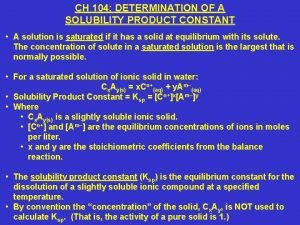 Define solubility product constant