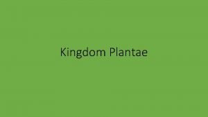 Kingdom Plantae 4 Plantae Multicellular Autotrophs or producers