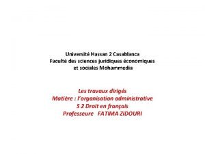 Universit Hassan 2 Casablanca Facult des sciences juridiques