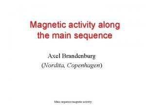 Magnetic activity along the main sequence Axel Brandenburg