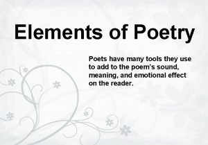 Elements of poem in literature