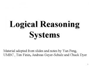 Logical Reasoning Systems Material adopted from slides and
