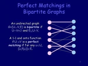 Perfect Matchings in Bipartite Graphs An undirected graph