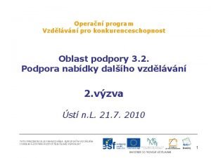 Operan program Vzdlvn pro konkurenceschopnost Oblast podpory 3