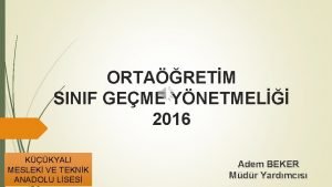 ORTARETM SINIF GEME YNETMEL 2016 KKYALI MESLEK VE