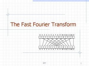 The Fast Fourier Transform FFT 1 Outline and