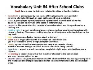 School clubs vocabulary