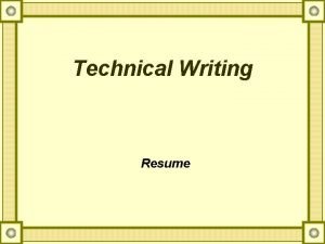 Technical writing resume Technical writing resume