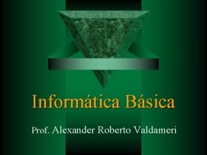 Informtica Bsica Prof Alexander Roberto Valdameri INTRODUO MICROINFORMTICA