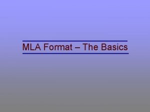 Mla format assignment