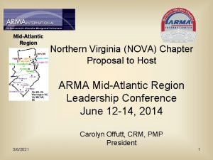 MidAtlantic Region Northern Virginia NOVA Chapter Proposal to