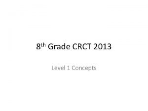 th 8 Grade CRCT 2013 Level 1 Concepts