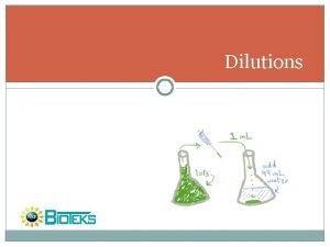 Dilutions Preparing Dilutions Concentrated solutions that are diluted