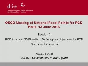 OECD Meeting of National Focal Points for PCD