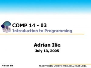 COMP 14 03 Introduction to Programming Adrian Ilie