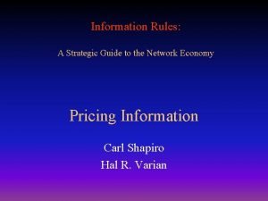 Information Rules A Strategic Guide to the Network