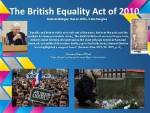 The British Equality Act of 2010 Gabriel Metzger