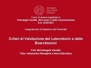 Corso di laurea magistrale in Psicologia Sociale del