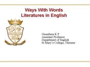 Ways with words literatures in english