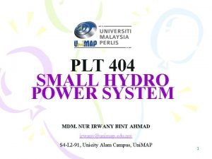 PLT 404 SMALL HYDRO POWER SYSTEM MDM NUR