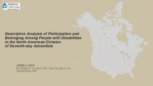 Descriptive Analysis of Participation and Belonging Among People