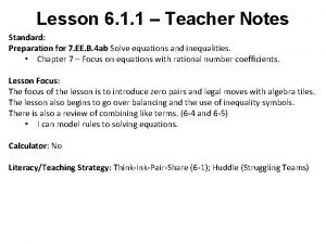 Lesson 6 1 1 Teacher Notes Standard Preparation