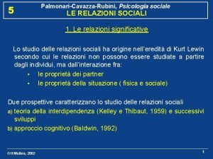 5 PalmonariCavazzaRubini Psicologia sociale LE RELAZIONI SOCIALI 1