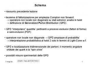 Schema riassunto precedente lezione teorema di fattorizzazione per