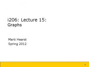 i 206 Lecture 15 Graphs Marti Hearst Spring