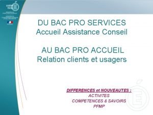 Bac pro services accueil assistance conseil