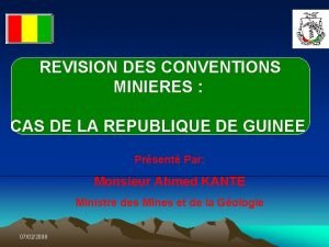 REVISION DES CONVENTIONS MINIERES CAS DE LA REPUBLIQUE