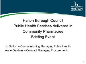 Halton Borough Council Public Health Services delivered in