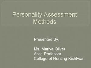 Personality assessment methods