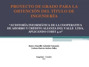 PROYECTO DE GRADO PARA LA OBTENCIN DEL TTULO