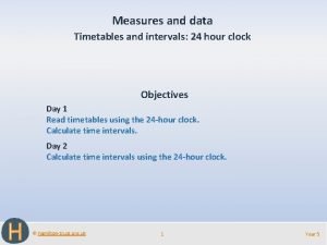 Measures and data Timetables and intervals 24 hour