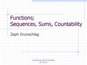 Functions Sequences Sums Countability Zeph Grunschlag Copyright Zeph