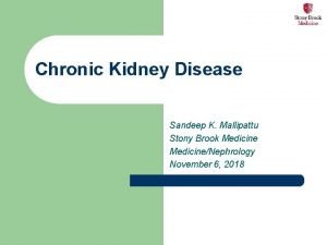 Chronic Kidney Disease Sandeep K Mallipattu Stony Brook
