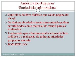 Amrica portuguesa Sociedade mineradora Captulo 6 do livro