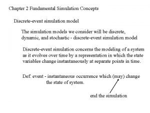 Chapter 2 Fundamental Simulation Concepts Discreteevent simulation model