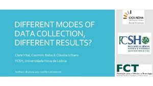 DIFFERENT MODES OF DATA COLLECTION DIFFERENT RESULTS Clara