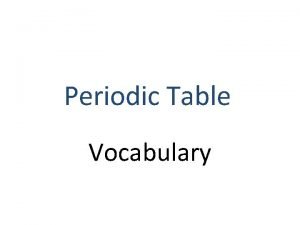 Periodic Table Vocabulary alkali metals Group I of